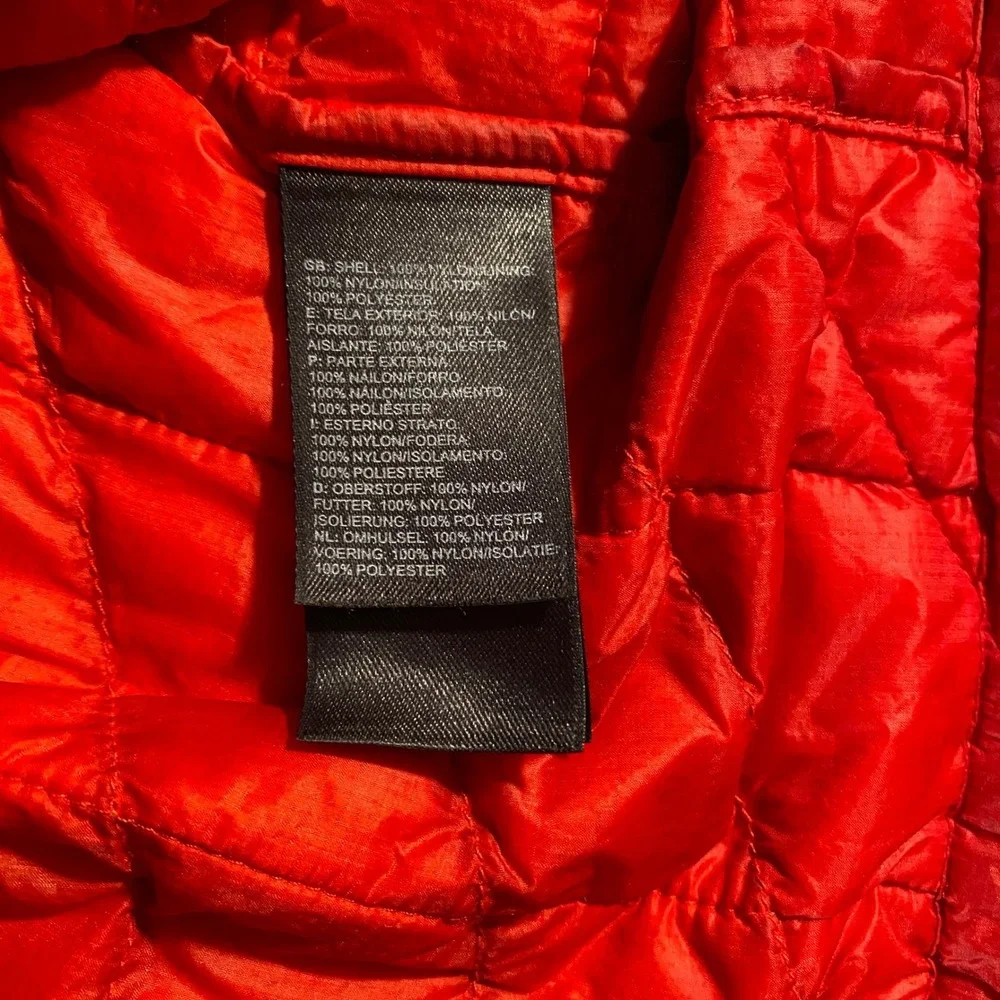 The North Face Mens Thermoball Eco Jacket Red Quilted Puffer Full Zip Large L